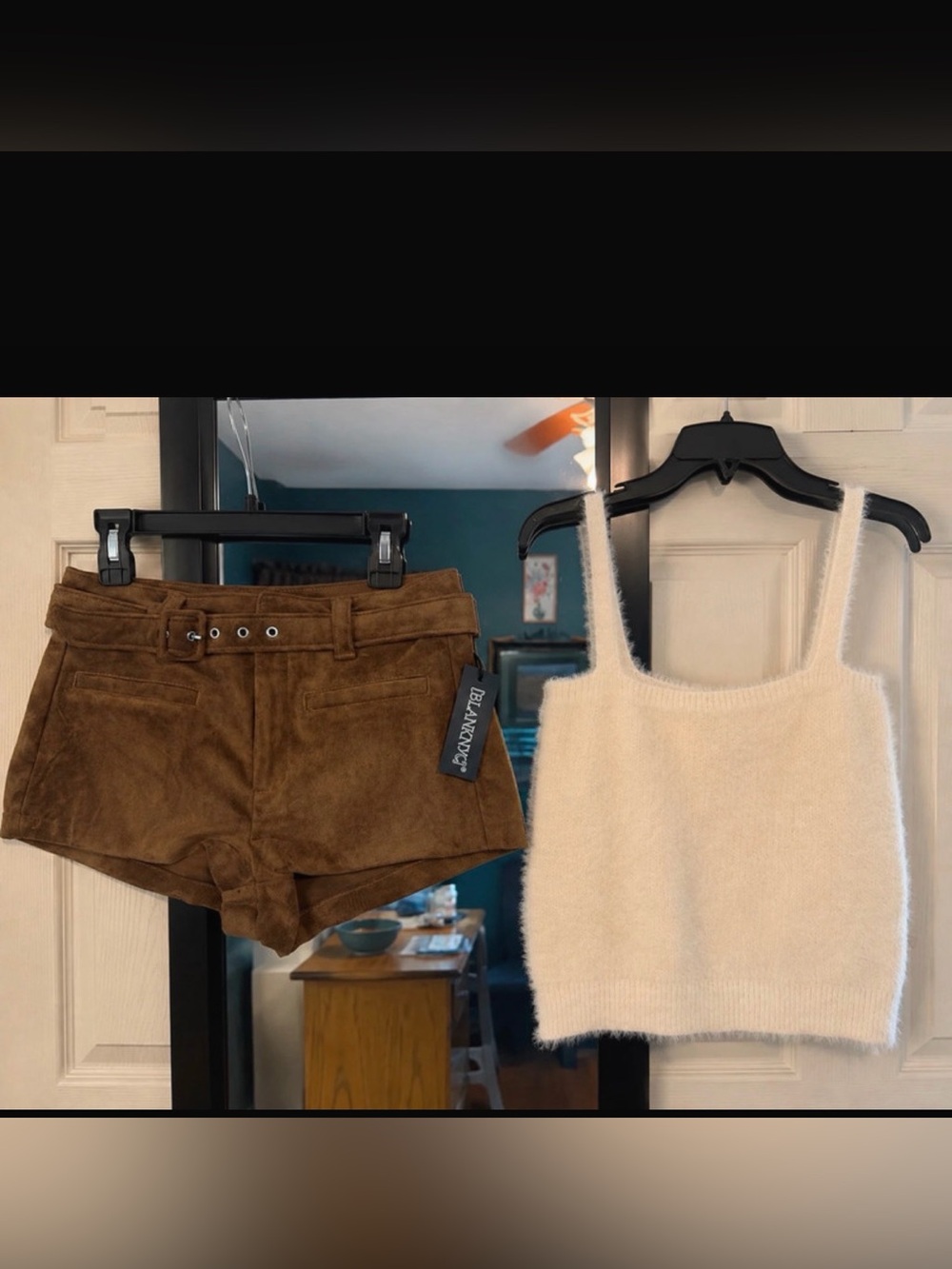 BlankNYC Suede High-Waisted Shorts & Willow & Wind Fuzzy Tank Set – Size S